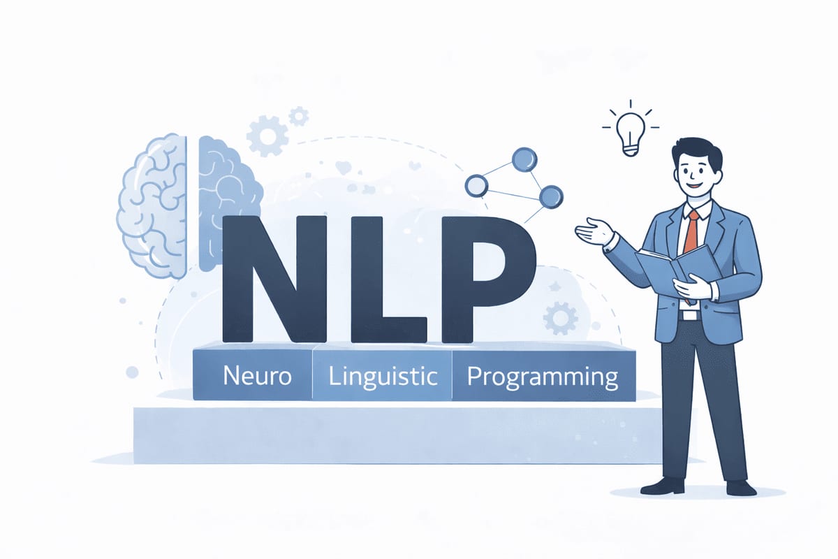 NLP kullanım alanlarını koçluk, iş dünyası, eğitim ve performans başlıklarıyla gösteren şema
